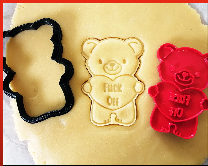 F*ck Off Teddy Bear Cookie Cutter Rude Valentine's Day Swear Baking Fondant Tool gallery