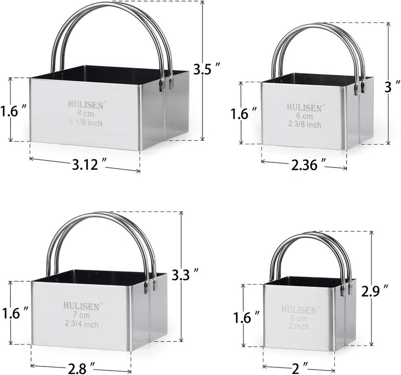 Square Biscuit Cutter Set 4 Pieces/Set, Stainless Steel Cookies Cutter with H... gallery