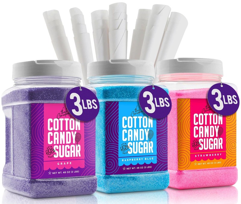 The Candery Cotton Candy Floss Sugar 11 Ounce (Pack of 1), blue,purple,pink