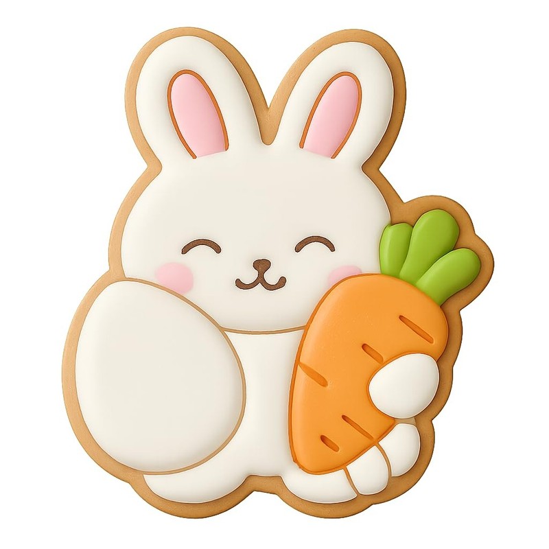 Chibi Bunny with Giant Easter Egg and Carrot Cookie Cutter & Stamp - 4x3.5 gallery