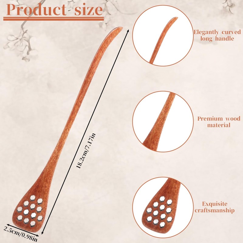 6 PCS Wood Honey Spoon Dipper, 7 Inch Honey Comb Sticks with Long Handle, Reu... gallery