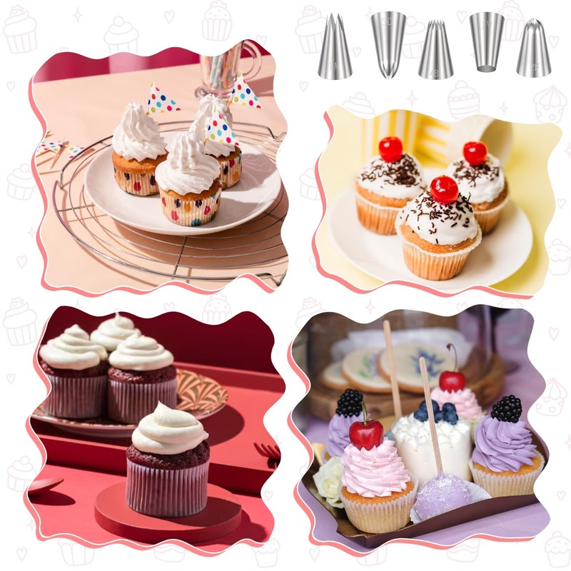 8 PCS Large Piping Tips Set Stainless Steel Frosting Reusable Pastry Bag gallery