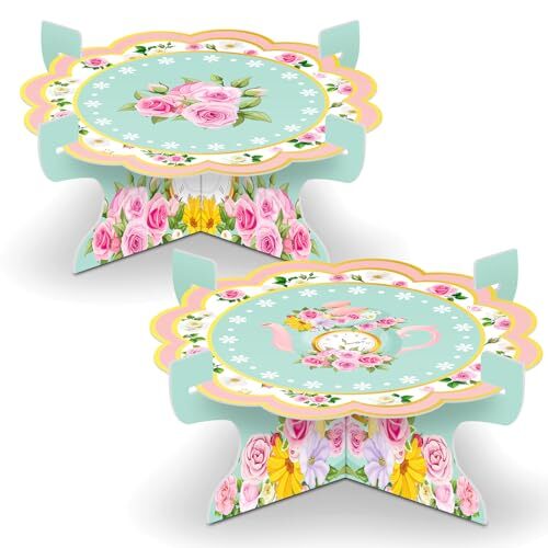 2 Pack Floral Tea Cupcake Stand Party Decorations Tea Theme Cupcake Holder