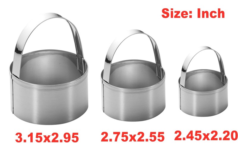 Maykito 3 Pieces Round Biscuit Cutter with Handle - Stainless Steel gallery