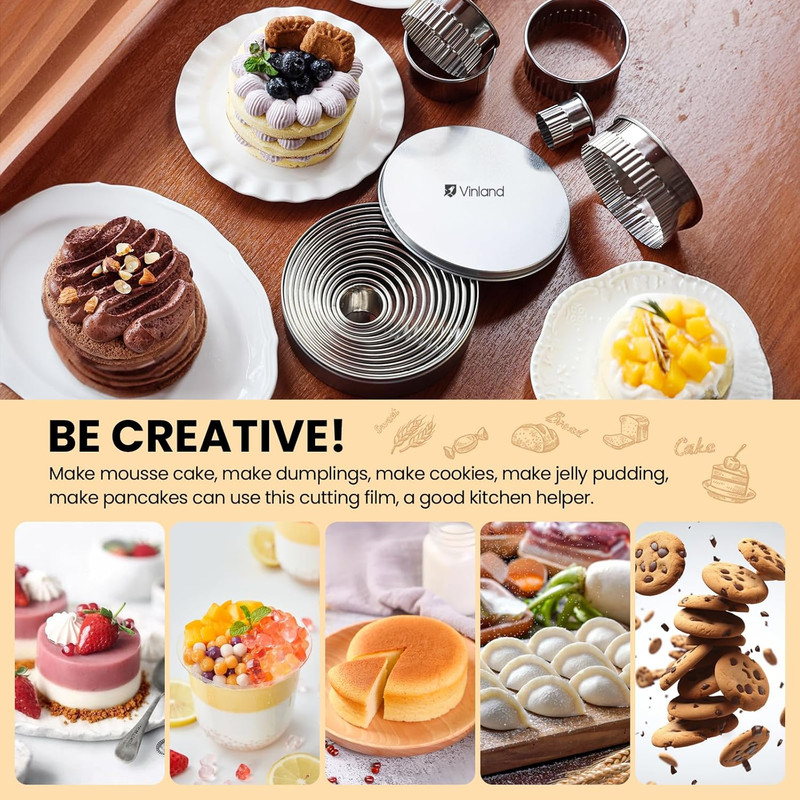 12 Pcs 304 Stainless Steel Biscuit Cutter Set - round Cookie Cutters for Baking gallery