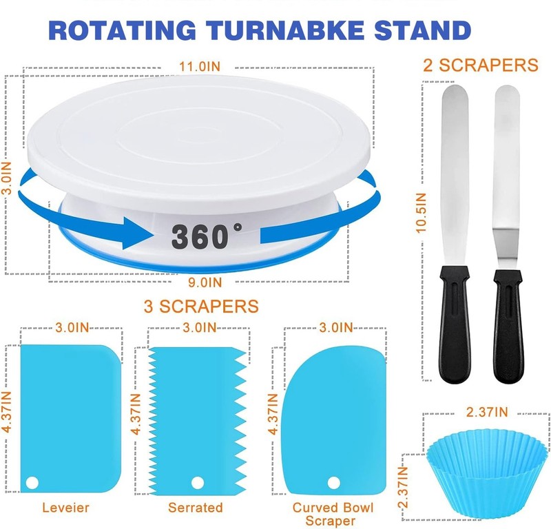 240PCS Cake Decorating Supplies Kits Cake Turntable, 100 Piping Bags 100 Disp... gallery