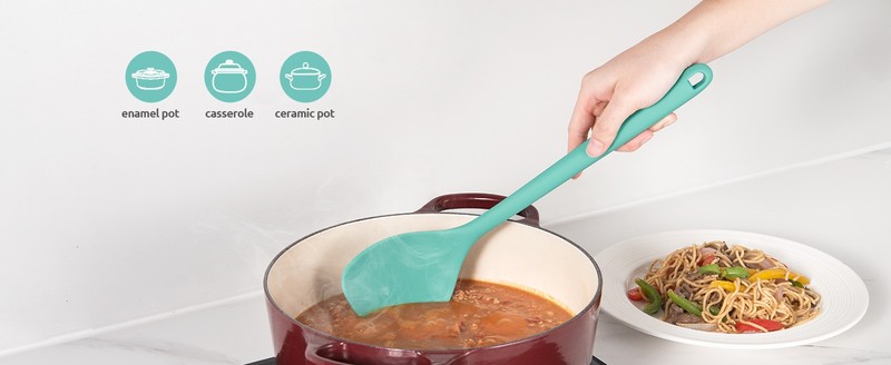 600ºF Heat Resistant Wok Spatula: 13.76" Long, 3.63" Wide Silicone gallery