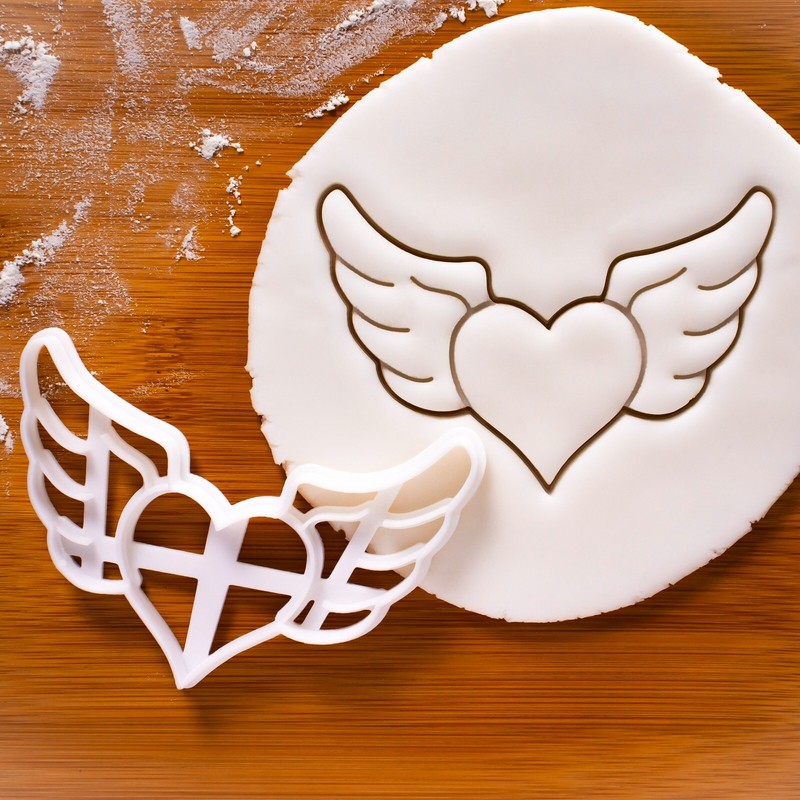 Heart with Angel Wings Cookie Cutter – romantic love cute valentines day wedding