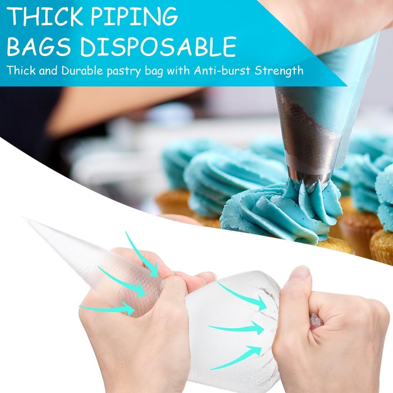 122Pcs Piping Bags and Tips Set, 100pcs 12 Inch Disposable Piping Bags, 16 In... gallery