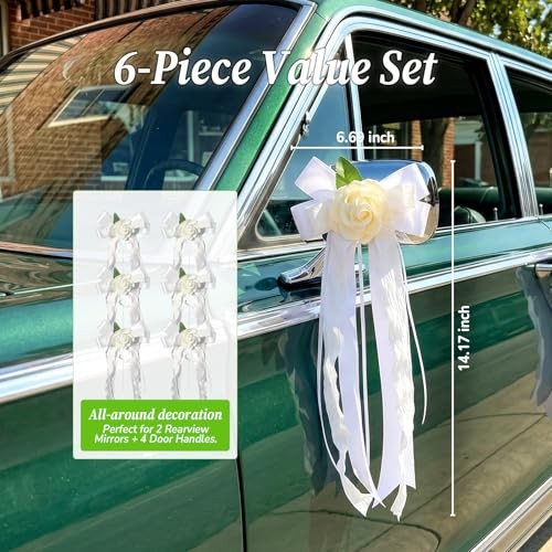 6PCS Wedding Car Door Handle Flowers, White Artificial Cars 6Pcs（A Flower） gallery