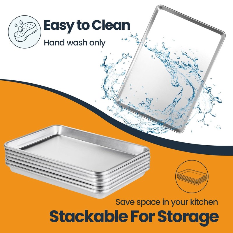 Fsuon 6 Pack Full Size Baking Sheet Pan Aluminum Commercial Cookie Sheet Pan gallery