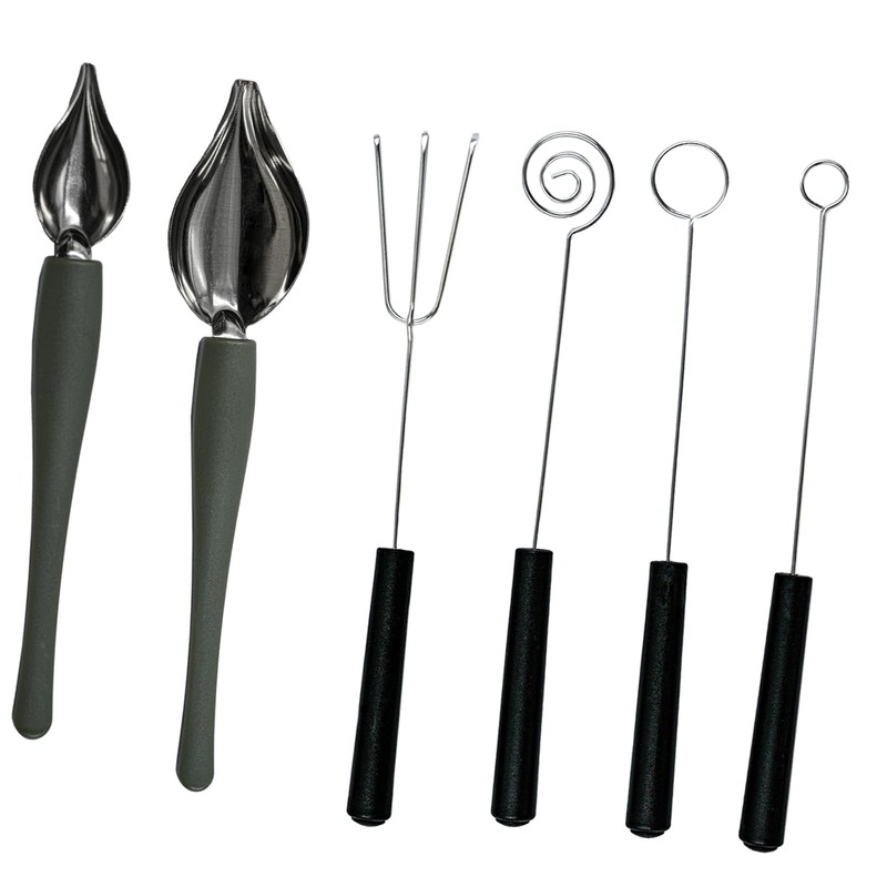 6 Pcs Chocolate Dipping Tools Set Candy Culinary Decorating Spoons Stainless