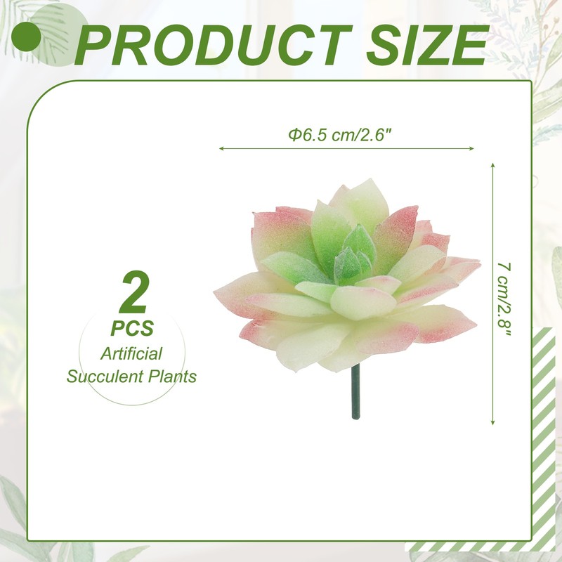 2 Pcs Artificial Succulent Plants, Faux Artificial Flocking Lotus, Pink-Green gallery
