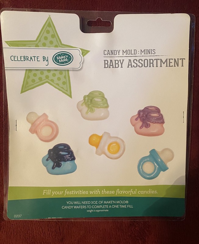Candy & Chocolate & Lollipop molds for Baby Shower Pacifier Booties 16 Molds