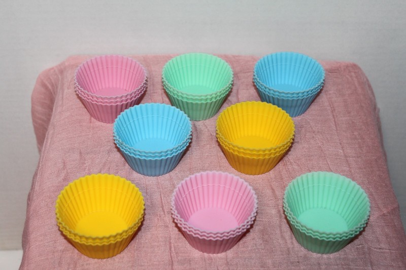 Wilton 24 Silicone Mini Muffin Cupcake Cups, Reusable, Pink, Green, Yellow, Blue gallery