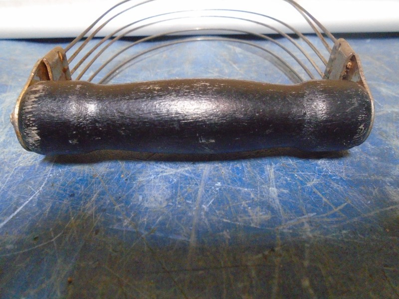 Vintage Androck USA Pastry Cutter Dough Blender Black Painted Wood Antique gallery