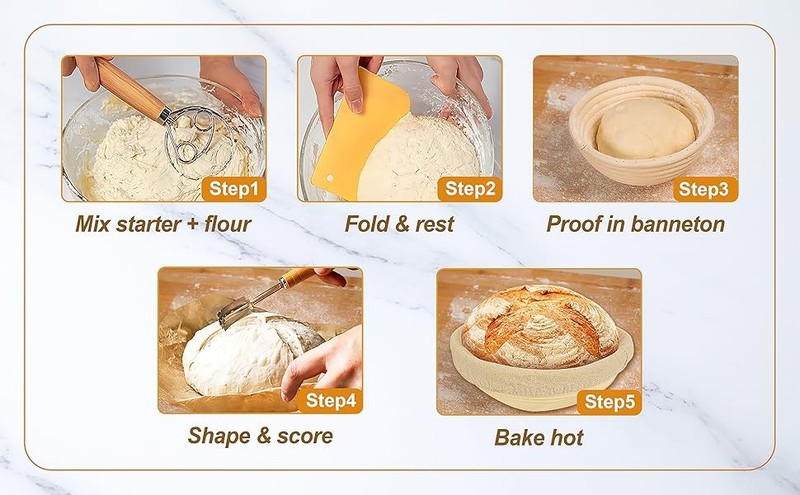 Banneton Bread Proofing Basket Set - 10" Oval & 9" Round Sourdough Starter gallery
