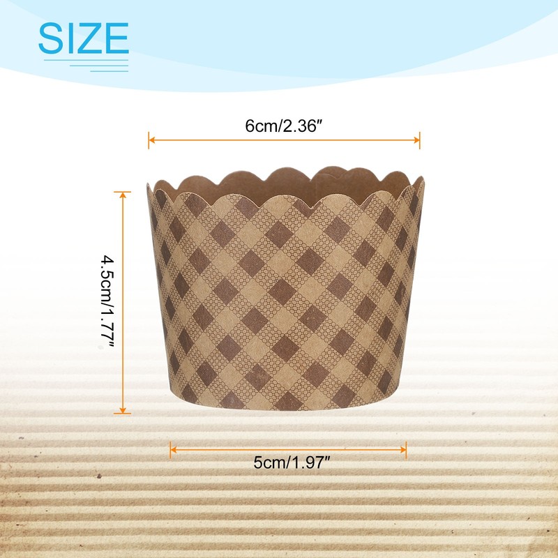 50Pcs Paper Baking Cups Small Brown Kraft Paper Muffins Liner Cupcake Plaid gallery