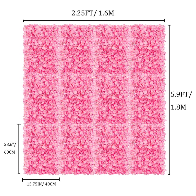 Blosmon Flower Wall - 12 Pcs 24 X 16 Inch Pink Artificial Hydrangea gallery