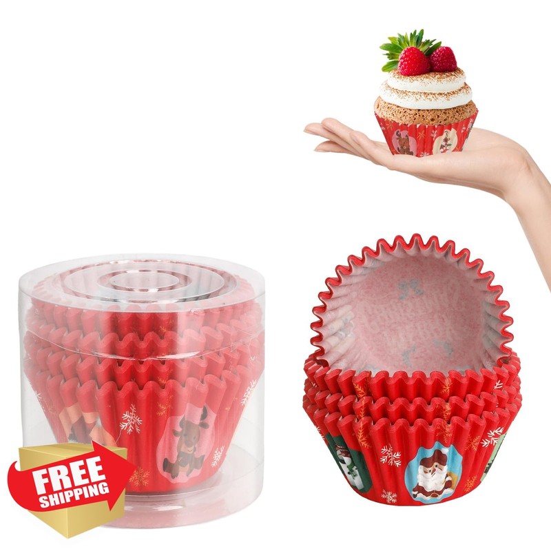 Kiopdse Christmas Red Cupcake Liners 100 ct