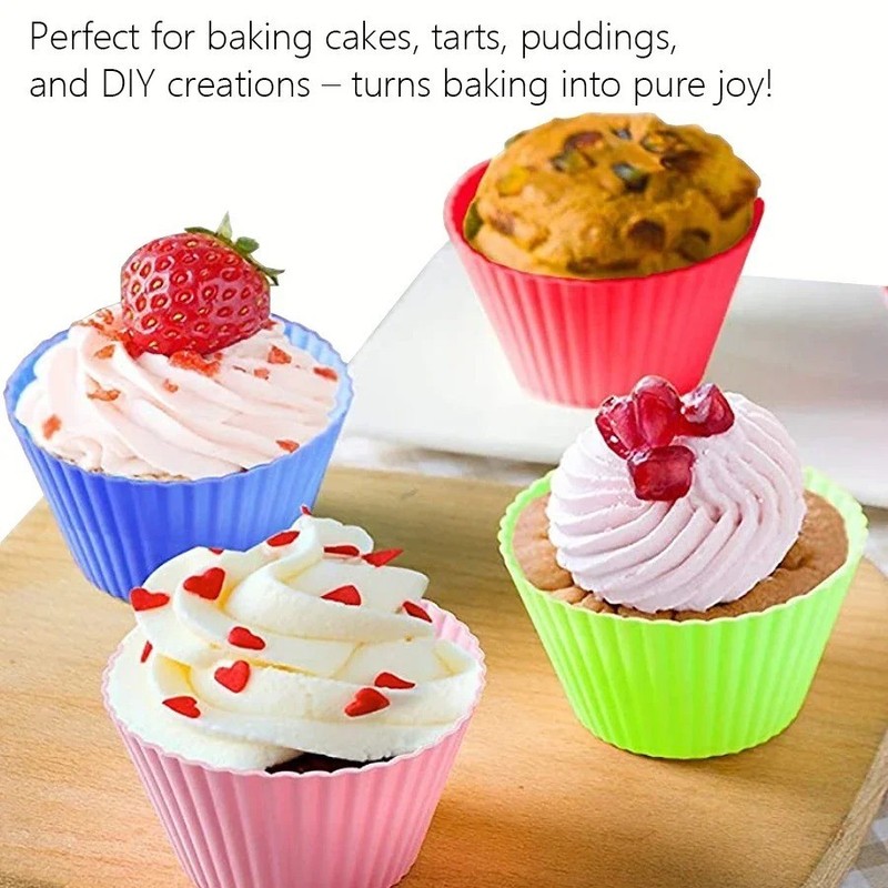12 Silicone Cake & Muffin Cupcake Liners –Reusable Baking Cups & Chocolate Molds gallery