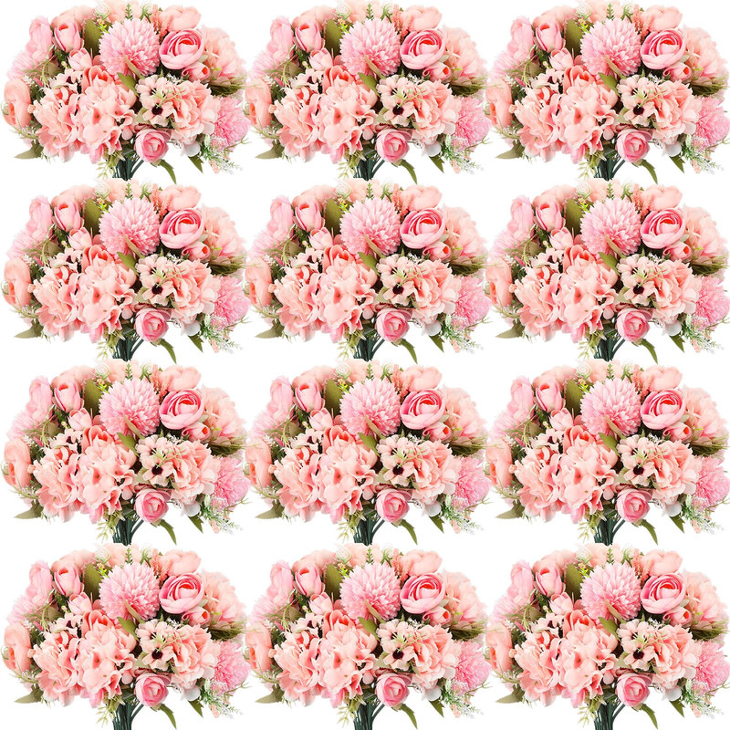 Tigeen 24 Bundles Peonies Artificial Flowers Faux Roses Silk Flowers Hydrangea