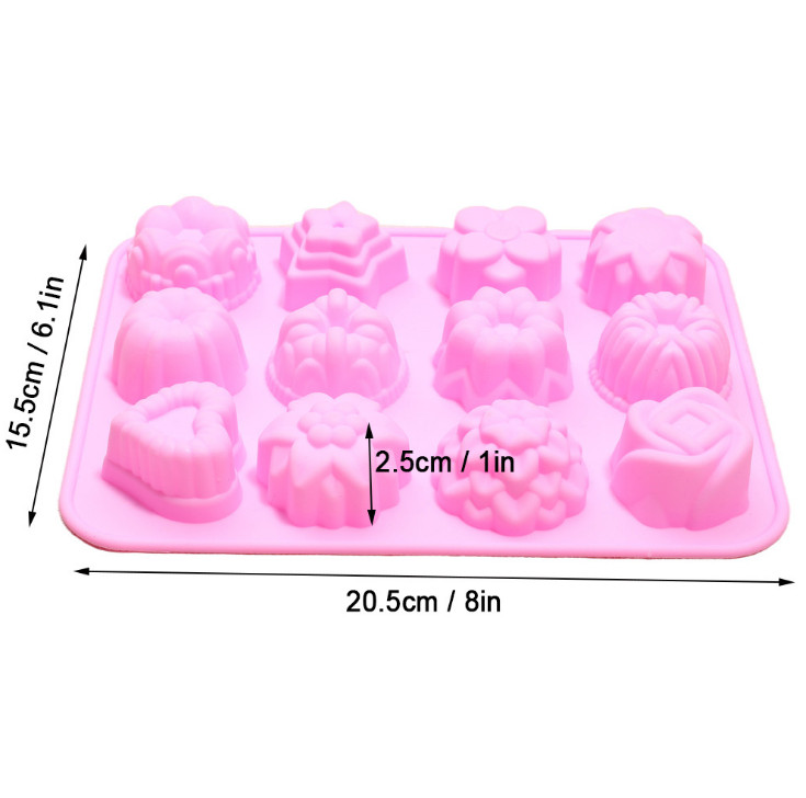 4pcs Silicone mold 12 creative flowers Mould for household pudding jelly gallery