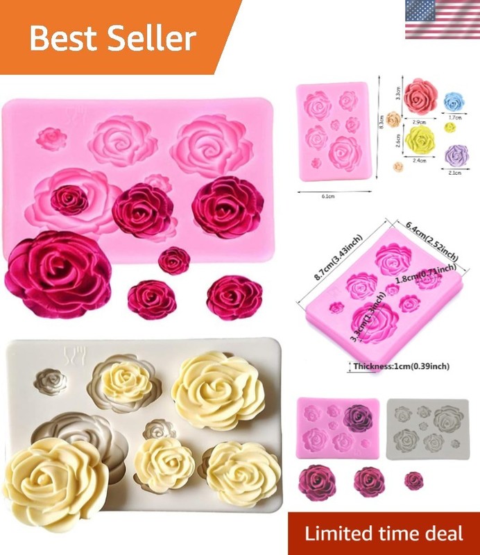 2PCS Rose Silicone Molds for Elegant Wedding Cake & Dessert Decorating