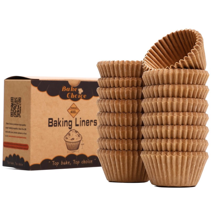 Non-Stick 400pcs Mini Cupcake Liners for Baking, Natural parchment muffin lin…