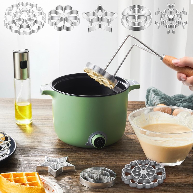 6 Piece Rosette Iron Mold Set with Double Headed Handle Bunuelos Molds with 5... gallery