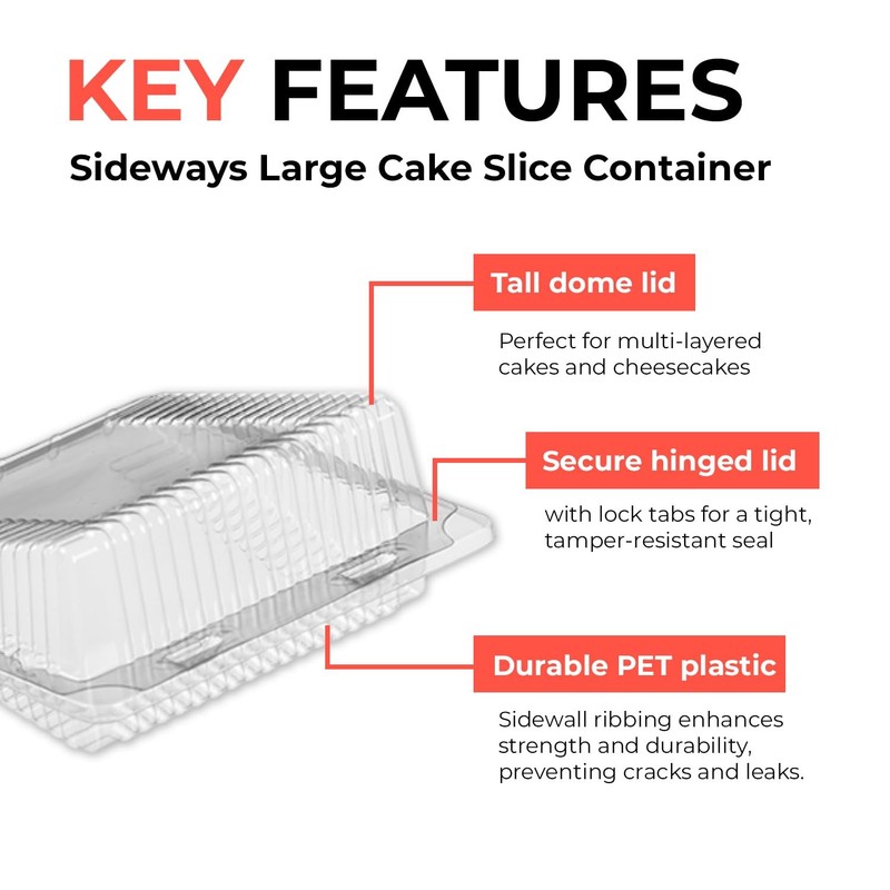Sideways Cake Slice Containers with Hinged Lids – 30 Pack, Clear Disposable P... gallery