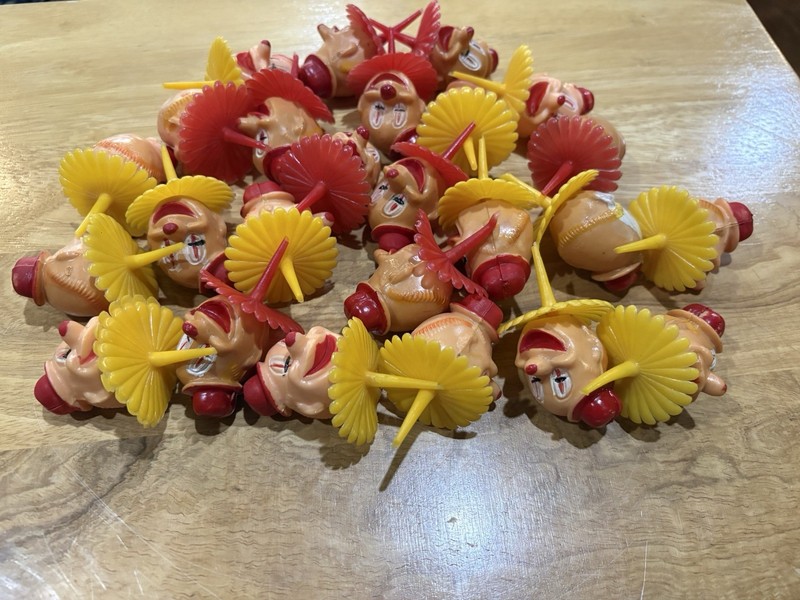 Lot of 25 Vintage Circus Clown Head Cake Cupcake Toppers 2 inch picks