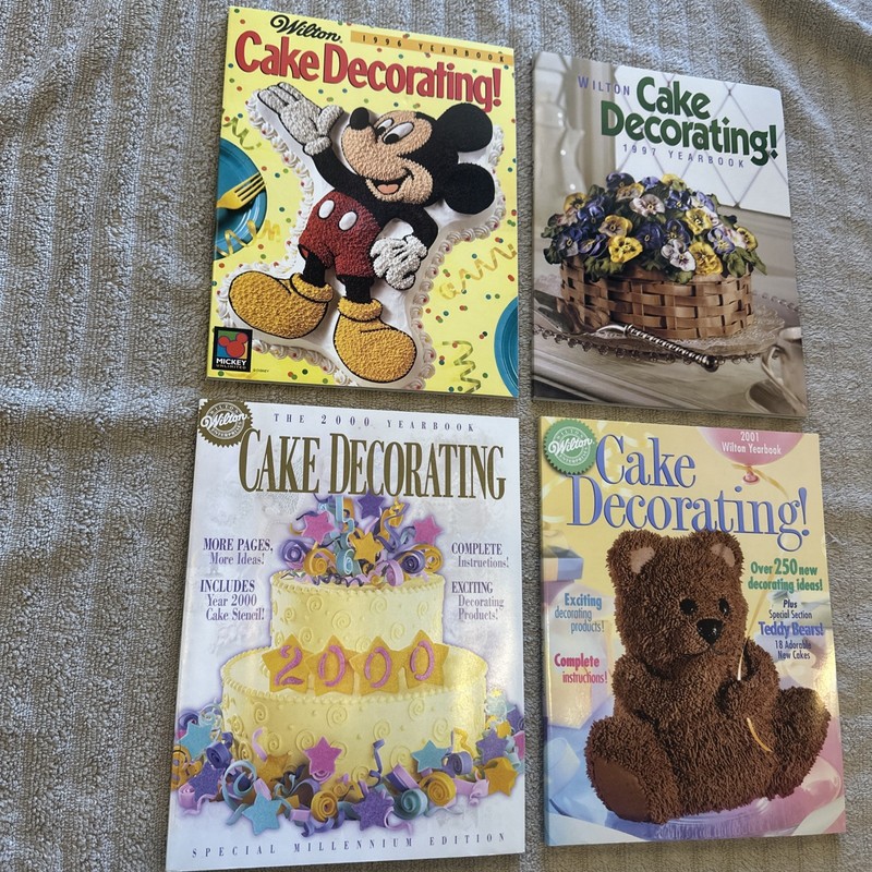 Four (4) Wilton Cake Decorating Yearbooks (1996, 1997, 2000, 2001)