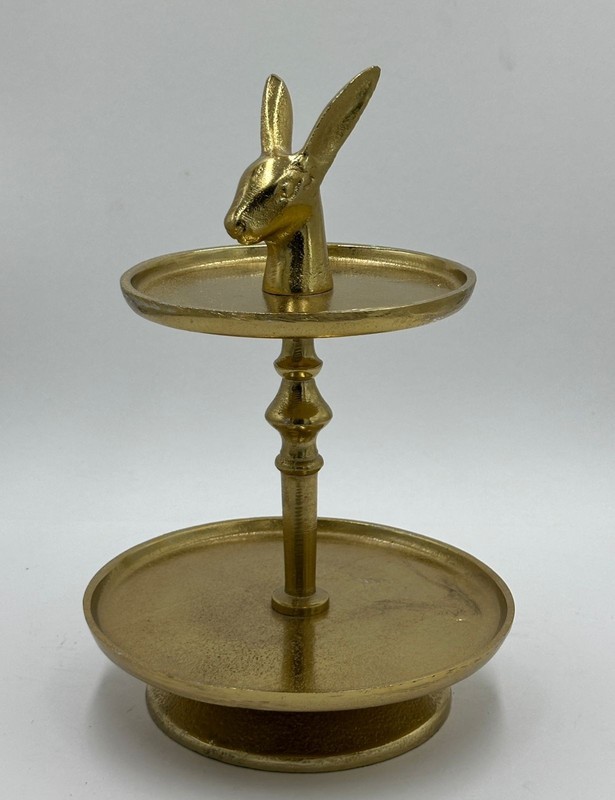 Elegant Gold Rabbit Head 2 Tier Cake Stand – Perfect for weddings, parties