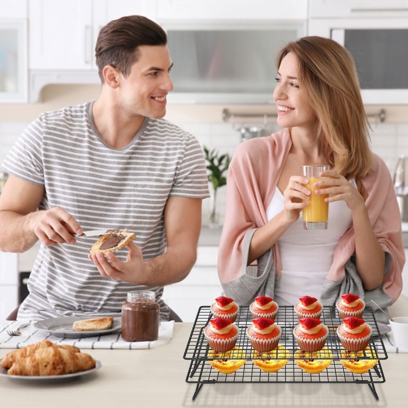 2 Pcs Cooling Racks for Cooking and Baking, 13.4x9.4inch Cookie Cooling Racks... gallery