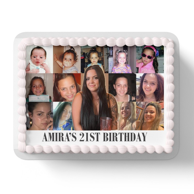 Birthday 21st 18th 30th Personalised Photo Collage Edible Cake Topper