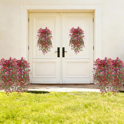 Artificial Hanging Flowers for Outdoor Spring Decor pcs UV 2 Light Purple Red gallery