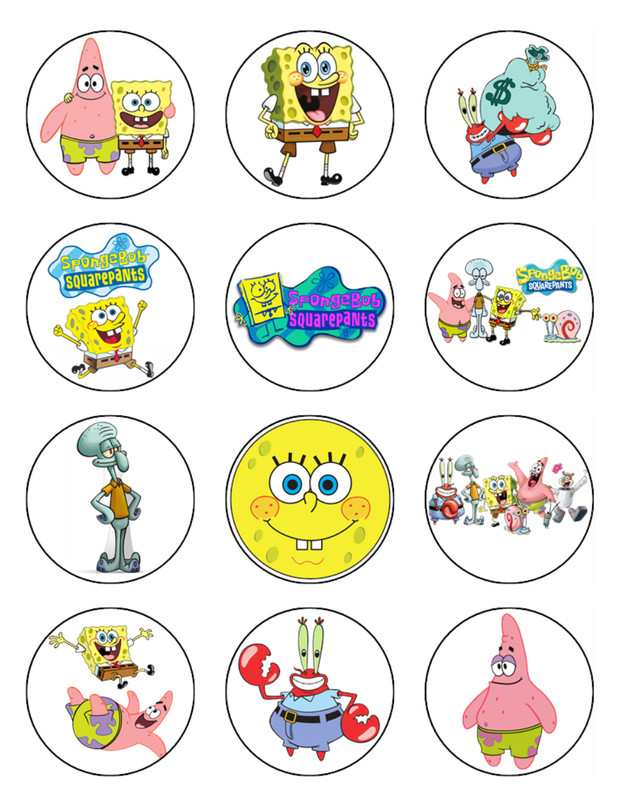 Spongebob Square Pants Cake Topper Edible Icing Birthday Cake Decorations #01