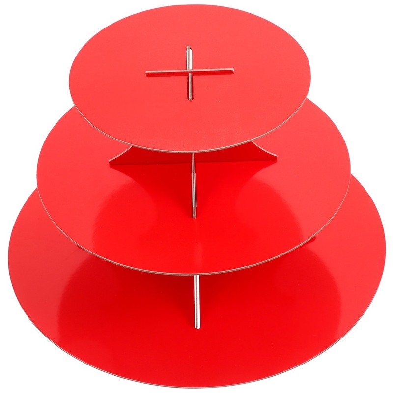 Red Paper Cake Stand 3 Tiers Creative Dessert Holder for Wedding Party