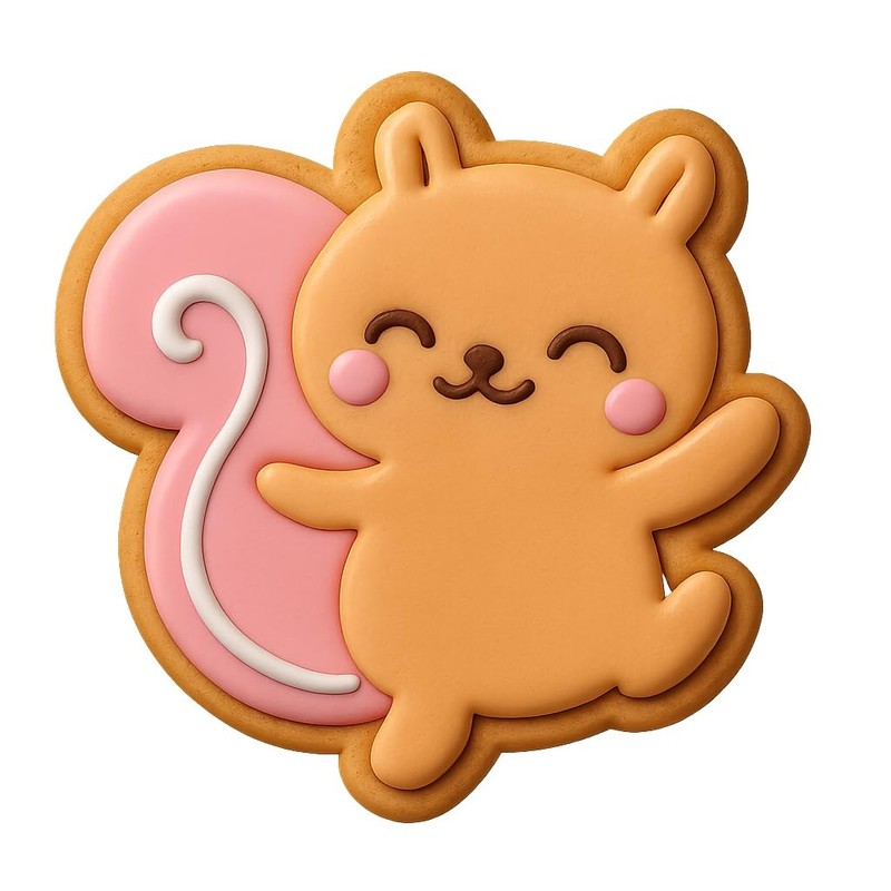 Twirling Kawaii Squirrel Cookie Cutter – 4×3.2″ Fun Kitchen Baking Design