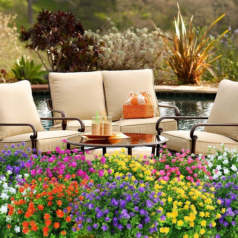 Klemoo 24 Bundles Outdoor Artificial Fake Flowers Uv Resistant No Fade Boxwood gallery