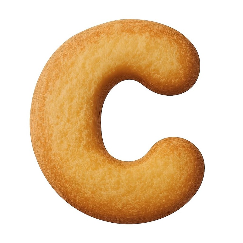 Bubble Style Letter 3″ Curved C Cookie Cutter & Stamp, Fondant & Clay – 2.6×3″