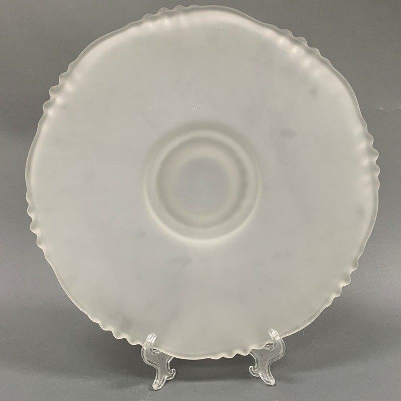 Frost Glass Cake Footed Short Pedestal Plate Dish Stand 13 3/8" x almost 2" High gallery