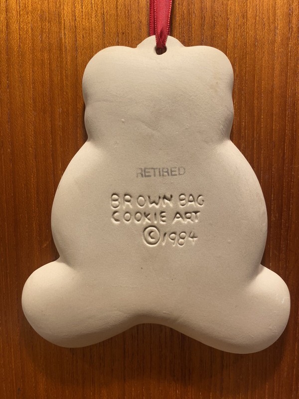 Brown Bag Cookie Mold Art Teddy Bear Stone Press 6” Mold 1984 Vintage gallery