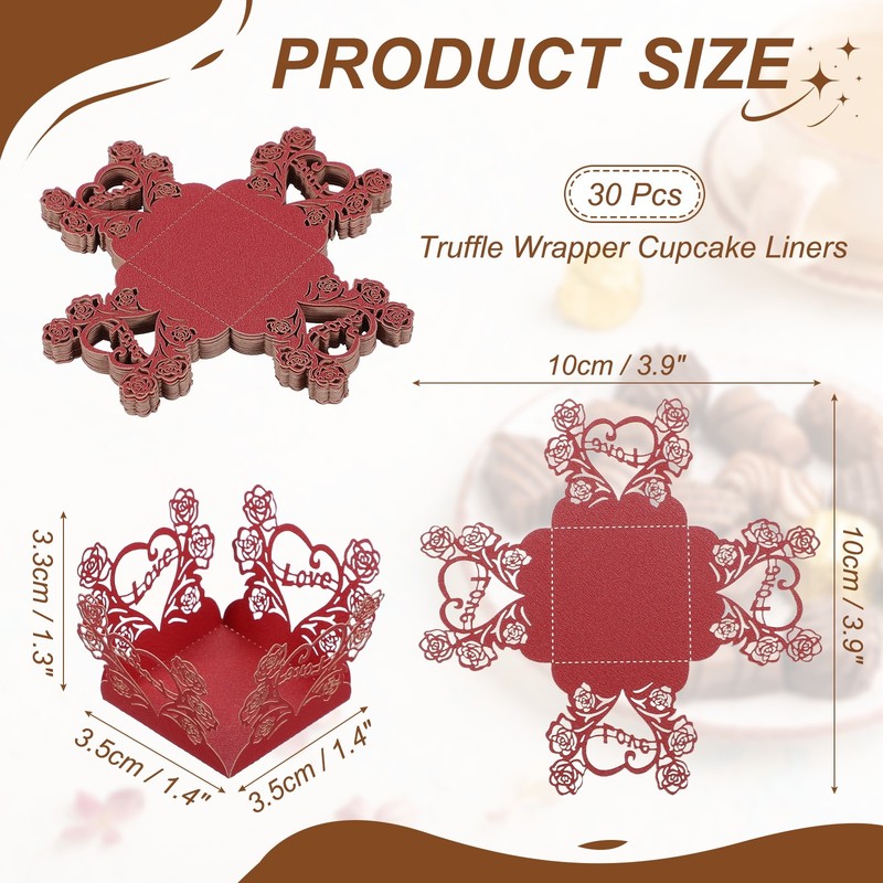 30Pcs for Love Rose Paper Chocolates Cupcake Molds Red Decoration gallery