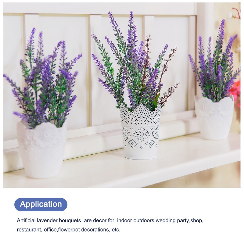 8 Bundles Artificial Lavender Flowers Plastic for Indoor/Outdoor Home Red gallery