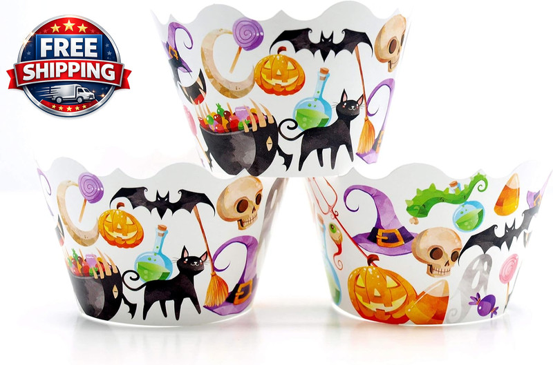 Spooktacular Halloween Cupcake Wrappers - 12 Pack Party Decor gallery