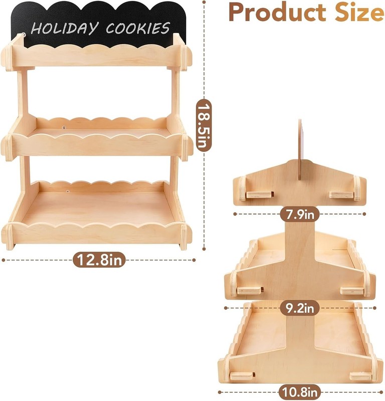 3 Tier Wooden Cupcake Stand; Vendor Display Tray Dessert Rack gallery