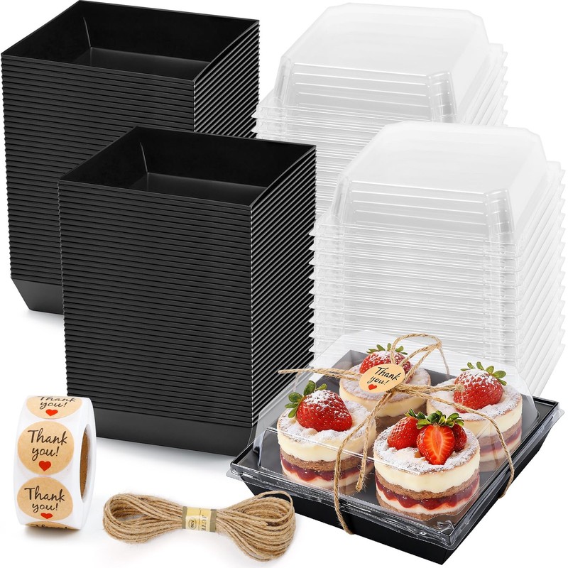 100 Pack Charcuterie Boxes with Clear Lids, 5 Inches Disposable Food Containe…