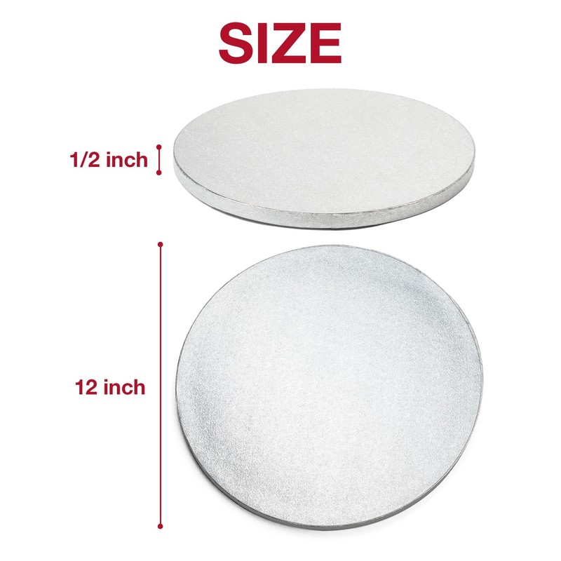 5 PCS 12 Inch Silver Round Cake Boards 1/2 Inch Thick Sturdy Cake Drums gallery